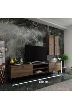 Ideal Tv Ünitesi Duvar Raf Ve Duvar Dolaplı Q7018-2 Ceviz