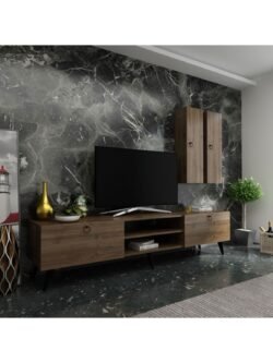 Ideal Tv Ünitesi Duvar Raf Ve Dolaplı Q7818-2 Ceviz