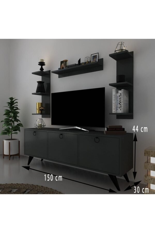 Icon Raflı Tv Ünitesi Q3028-4 Kulplu Dolaplı Modern Tv Sehpası