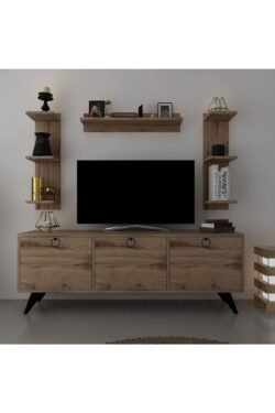 Icon Raflı Tv Ünitesi Q3028-3 Kulplu Dolaplı Modern Tv Sehpası