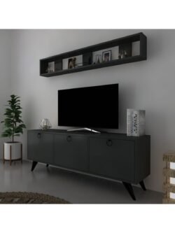 Raflı Tv Ünitesi Kulplu Dolaplı Modern Tv Sehpası Q3029-4