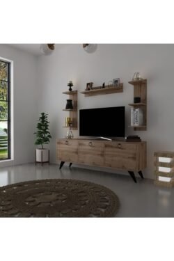 Icon Raflı Tv Ünitesi Q3028-3 Kulplu Dolaplı Modern Tv Sehpası