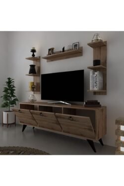 Icon Raflı Tv Ünitesi Q3028-3 Kulplu Dolaplı Modern Tv Sehpası