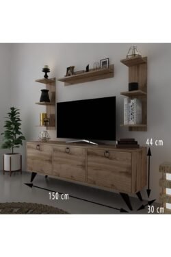 Icon Raflı Tv Ünitesi Q3028-3 Kulplu Dolaplı Modern Tv Sehpası
