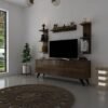 Icon Raflı Tv Ünitesi Q3028-2 Ceviz Kulplu Dolaplı Modern Tv Sehpası