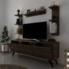 Icon Raflı Tv Ünitesi Q3028-2 Ceviz Kulplu Dolaplı Modern Tv Sehpası