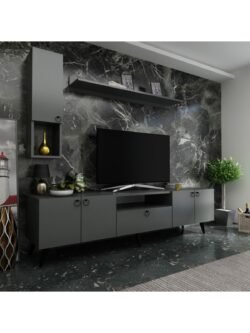 Ideal Tv Ünitesi Duvar Raf Ve Duvar Dolaplı Q7026-4 Antrasit