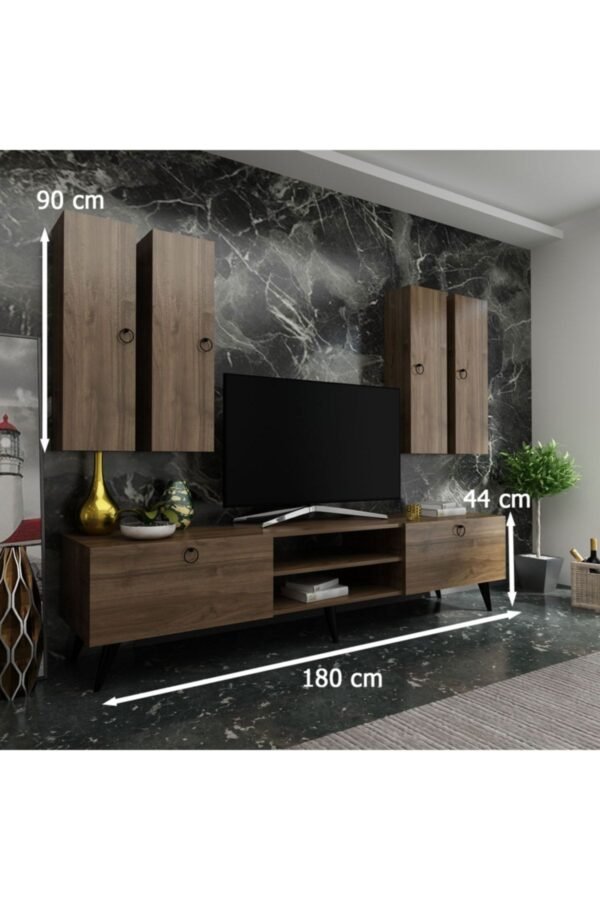 Ideal Tv Ünitesi Duvar Raf Ve Duvar Dolaplı Q7021-2 Ceviz