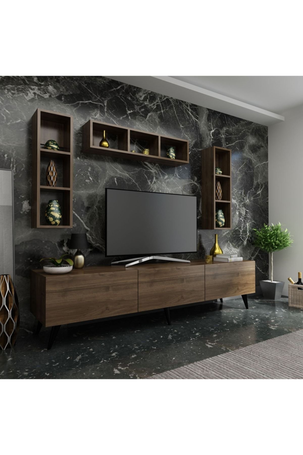 Ideal Tv Ünitesi Duvar Rafı Q7007-2 Ceviz