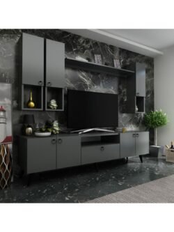 Ideal Tv Ünitesi Duvar Raf Ve Duvar Dolaplı Q7024-4 Antrasit