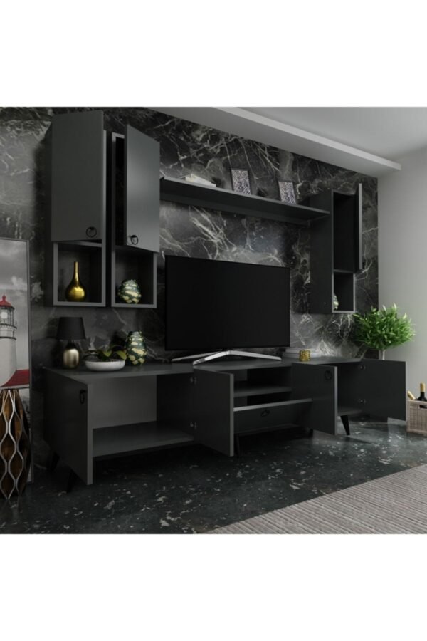 Ideal Tv Ünitesi Duvar Raf Ve Duvar Dolaplı Q7024-4 Antrasit