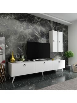 Ideal Tv Ünitesi Duvar Raf Ve Duvar Dolaplı Q7019-1 Beyaz