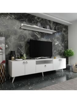 Ideal Tv Ünitesi Duvar Raf Ve Duvar Dolaplı Q7027-1 Beyaz