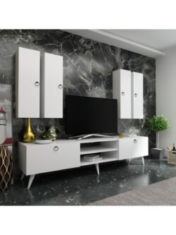 Ideal Tv Ünitesi Duvar Raf Ve Duvar Dolaplı Q7021-1 Beyaz