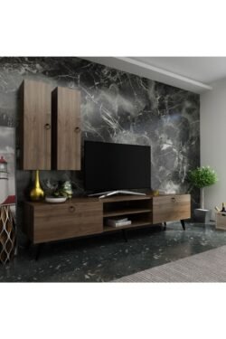 Ideal Tv Ünitesi Duvar Raf Ve Dolaplı Q7822-2 Ceviz
