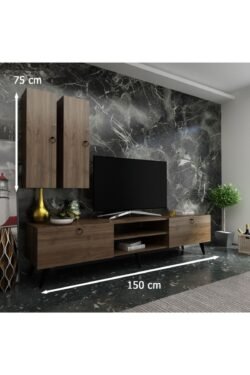 Ideal Tv Ünitesi Duvar Raf Ve Dolaplı Q7822-2 Ceviz