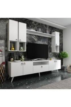 Ideal Tv Ünitesi Duvar Raf Ve Duvar Dolaplı Q7024-1 Beyaz