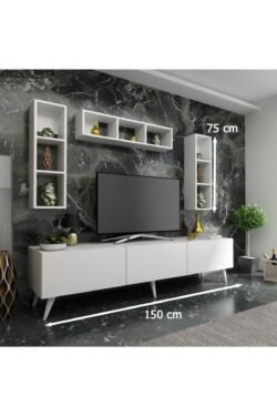 Ideal Tv Ünitesi Duvar Raflı Q7807-1 Beyaz