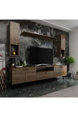Ideal Tv Ünitesi Duvar Raf Ve Duvar Dolaplı Q7023-2 Ceviz