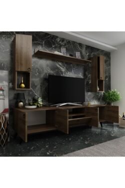 Ideal Tv Ünitesi Duvar Raf Ve Duvar Dolaplı Q7023-2 Ceviz