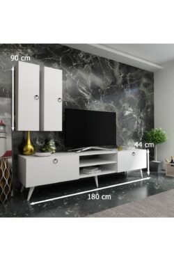 Ideal Tv Ünitesi Duvar Raf Ve Duvar Dolaplı Q7022-1 Beyaz
