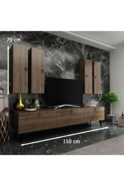 Ideal Tv Ünitesi Duvar Raf Ve Dolaplı Q7820-2 Ceviz