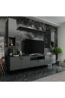 Ideal Tv Ünitesi Duvar Raf Ve Duvar Dolaplı Q7025-4 Antrasit