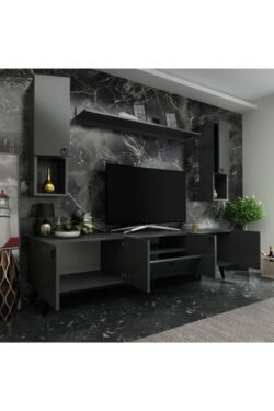 Ideal Tv Ünitesi Duvar Raf Ve Duvar Dolaplı Q7025-4 Antrasit