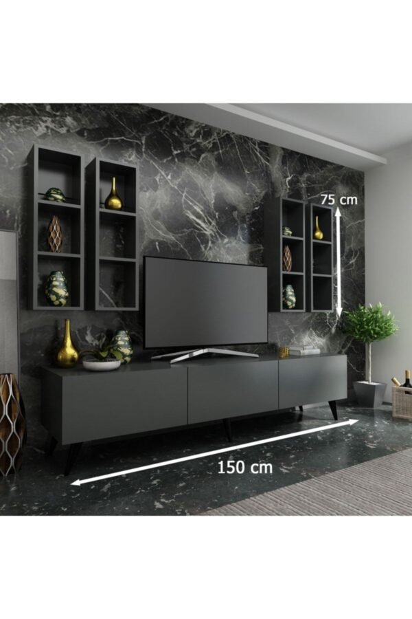 Ideal Tv Ünitesi Duvar Raflı Q7802-4 Antrasit