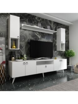 Ideal Tv Ünitesi Duvar Raf Ve Duvar Dolaplı Q7025-1 Beyaz