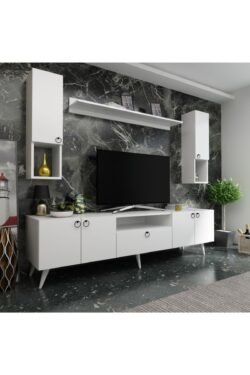 Ideal Tv Ünitesi Duvar Raf Ve Duvar Dolaplı Q7025-1 Beyaz