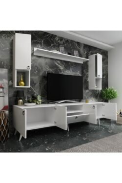 Ideal Tv Ünitesi Duvar Raf Ve Duvar Dolaplı Q7025-1 Beyaz