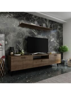 Ideal Tv Ünitesi Duvar Raf Ve Duvar Dolaplı Q7027-2 Ceviz