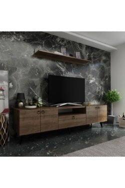 Ideal Tv Ünitesi Duvar Raf Ve Duvar Dolaplı Q7027-2 Ceviz