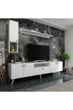Ideal Tv Ünitesi Duvar Raf Ve Duvar Dolaplı Q7026-1 Beyaz