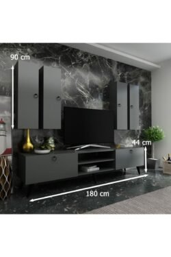 Ideal Tv Ünitesi Duvar Raf Ve Duvar Dolaplı Q7021-4 Antrasit