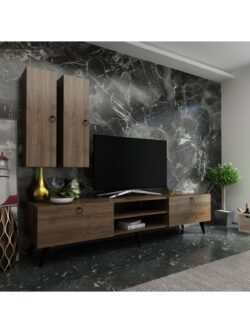 Ideal Tv Ünitesi Duvar Raf Ve Duvar Dolaplı Q7022-2 Ceviz