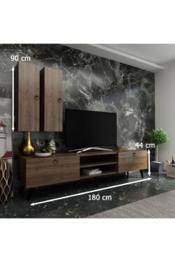 Ideal Tv Ünitesi Duvar Raf Ve Duvar Dolaplı Q7022-2 Ceviz