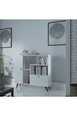 Festival Çok Raflı 2 Dolaplı Kitaplık Modern Ayaklı Kitaplık Beyaz