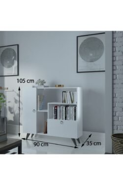 Festival Çok Raflı 2 Dolaplı Kitaplık Modern Ayaklı Kitaplık Beyaz