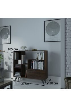 Festival Çok Raflı Dolaplı Kitaplık Kaliteli Kitaplık Ceviz