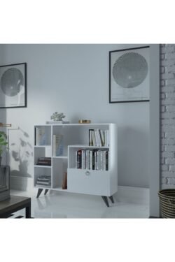 Festival Çok Raflı Dolaplı Kitaplık Kaliteli Kitaplık Beyaz