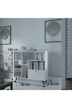 Festival Çok Raflı Dolaplı Kitaplık Kaliteli Kitaplık Beyaz