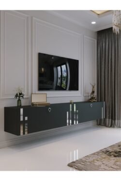 Duvara Monte Tv Sehpası Antrasit Gümüş S6300-4