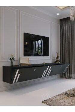 Duvara Monte Tv Sehpası Antrasit Gümüş S6300-4