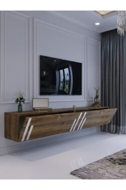 Duvara Monte Tv Sehpası Ceviz Gümüş S6300-2