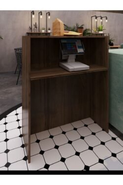 Festival Ledli Karşılama Bankosu - 90 cm - BL004-2-4 - Ceviz - Antrasit