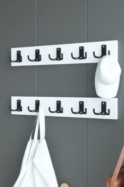 İKİLİ Portmanto Duvar Askılığı Elbise Askılığı Beyaz ASKI-002-1 - 50 cm
