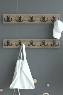 İKİLİ Portmanto Duvar Askılığı Elbise Askılığı Ceviz ASKI-002-2 - 75 cm