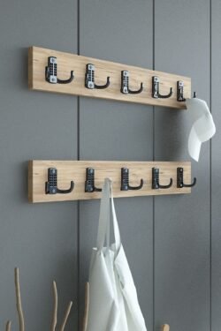 İKİLİ Portmanto Duvar Askılığı Elbise Askılığı A. Çam ASKI-002-6 - 75 cm
